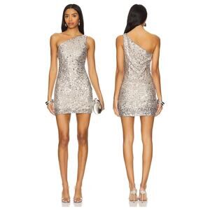 Lovers and Friends Crystal Sequin Mini Dress Formal Party Hoco Wedding NYE S